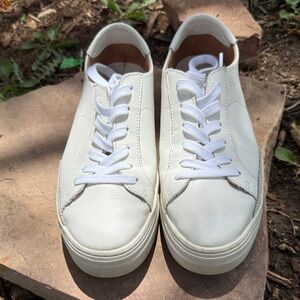 Soludos Women White Leather Platform Sneakers